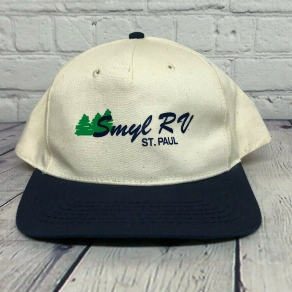 Vintage SMYL RV Hat Cap Snapback White Blue St. Paul Camping Resort Item #2